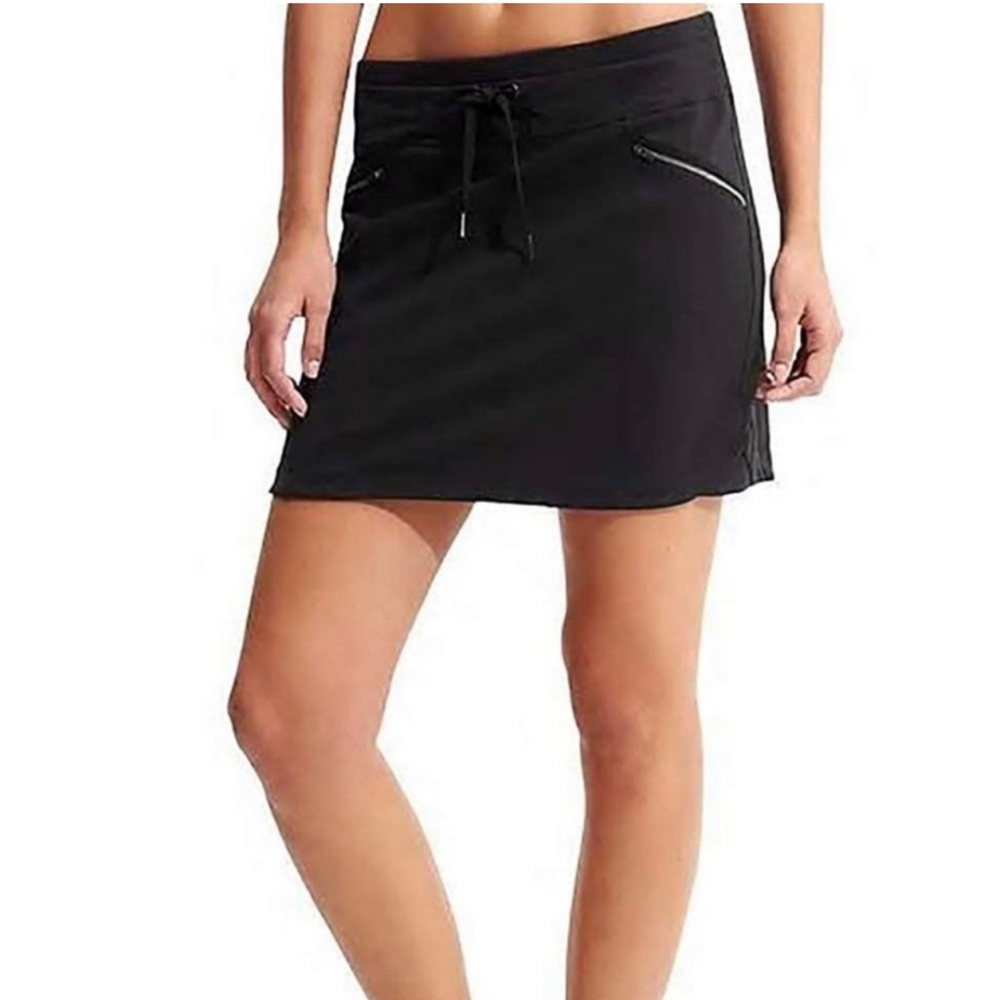 Athleta Black Metro Skirt Zip Pockets Drawstring Waist Size Small